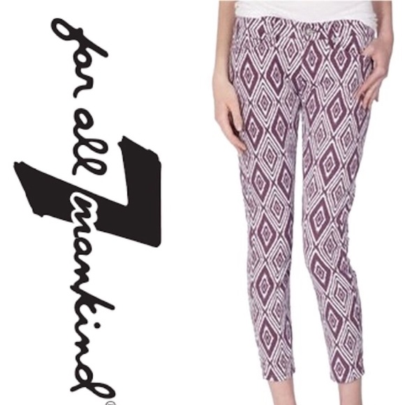 7 For All Mankind Denim - 7 For All Mankind Plum Ikat Cropped Skinny Jeans